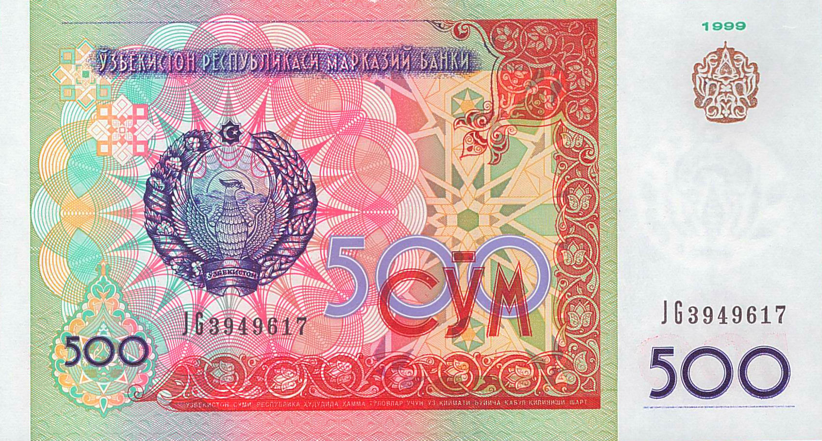 Uzbekistan 500 1999 UNC P-81